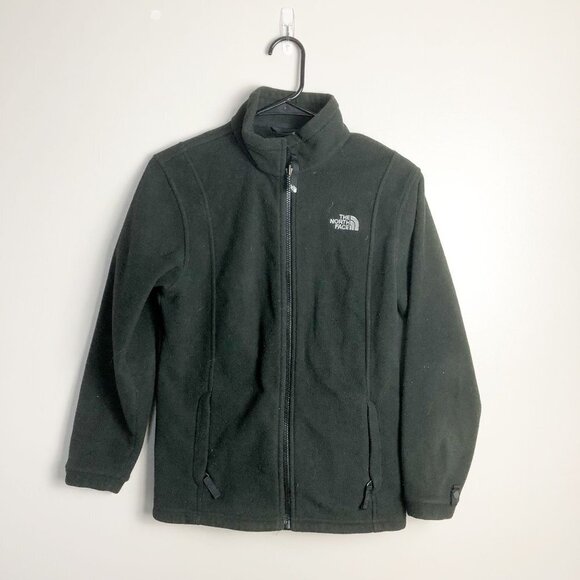 The North Face Girls Large Full Zip Black Jacket Fleece - Picture 1 of 7